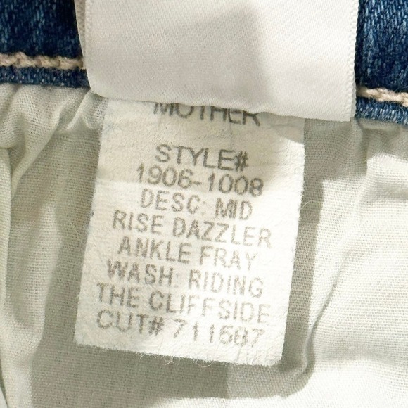 Mother The Mid Rise Dazzler Ankle Fray Jeans In Riding The Cliffside Size 32 NWT - Picture 9 of 13